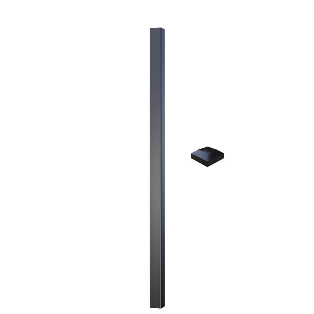 Marano Aluminium Post 50mm + Cap - 1200mm Fence Concrete-In - Black Gloss - 1600mm