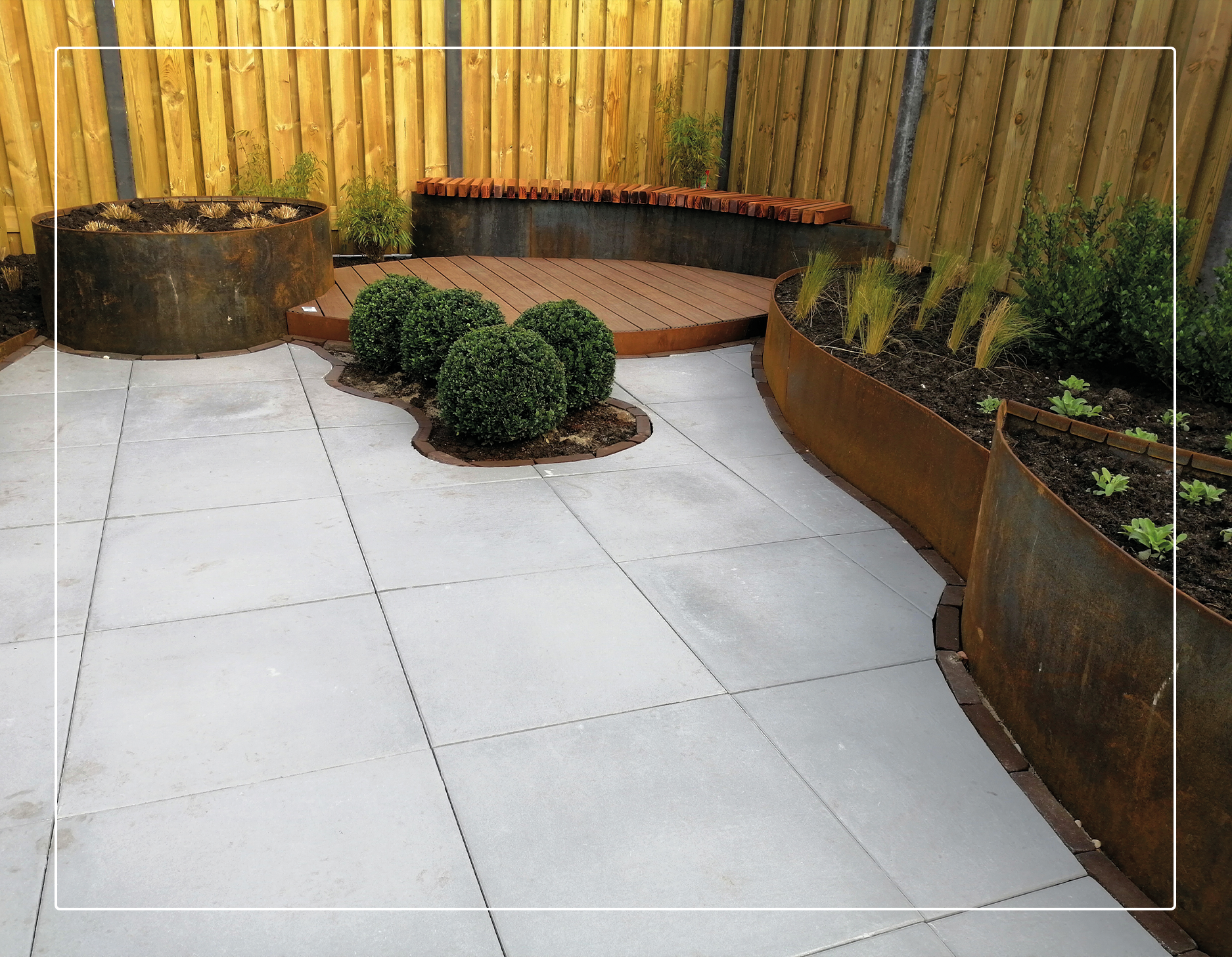 Intro Image straightcurve raised garden beds fh brundle weathering steel
