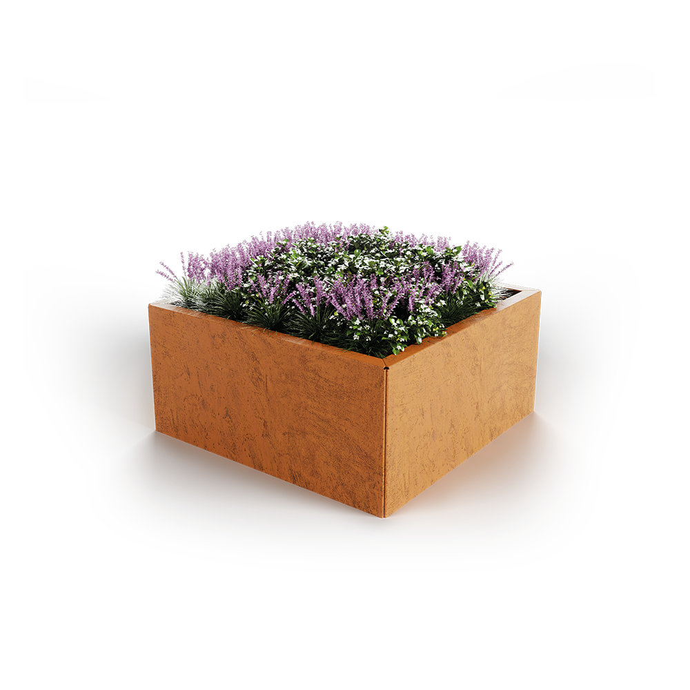 straightcurve square garden planter from fh brundle weathering steel
