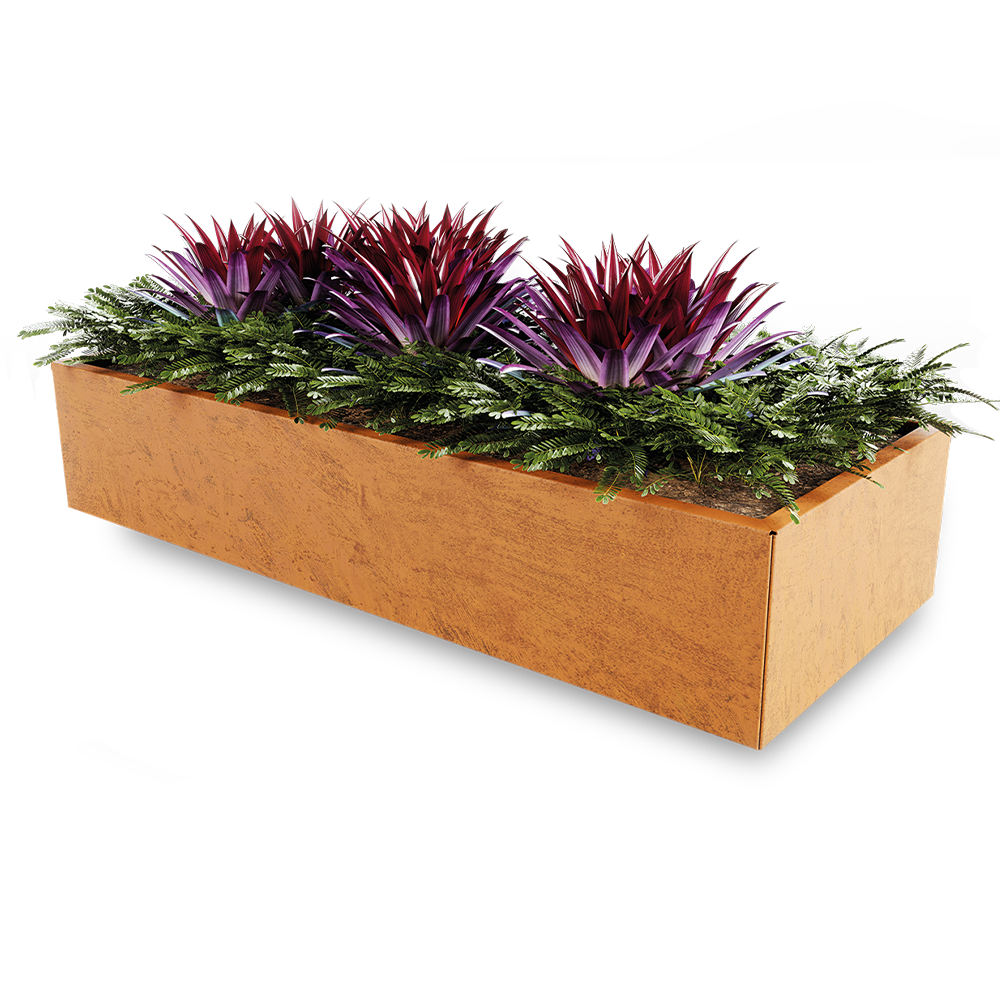 straightcurve rectangular garden planter from fh brundle weathering steel